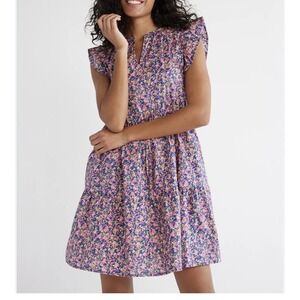 Time and Tru Women's  Mini Dress with Flutter Sleeves, XL Pocket Floral